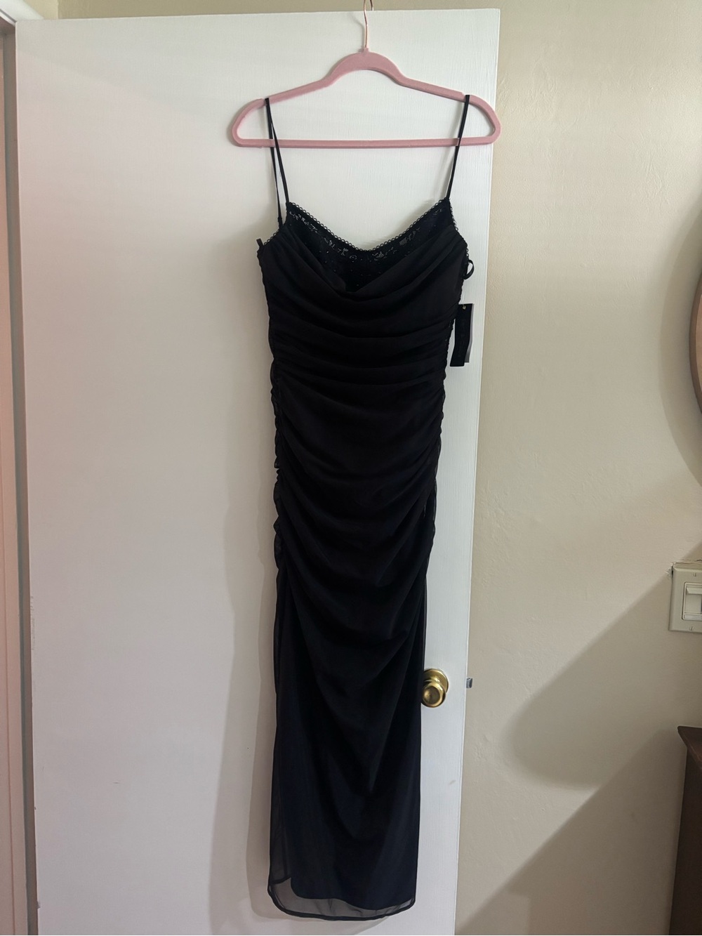 Formal Black Ruched Dress